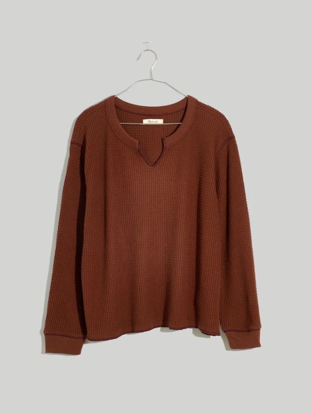 Madewell Waffle-Knit Long Sleeve Top | m